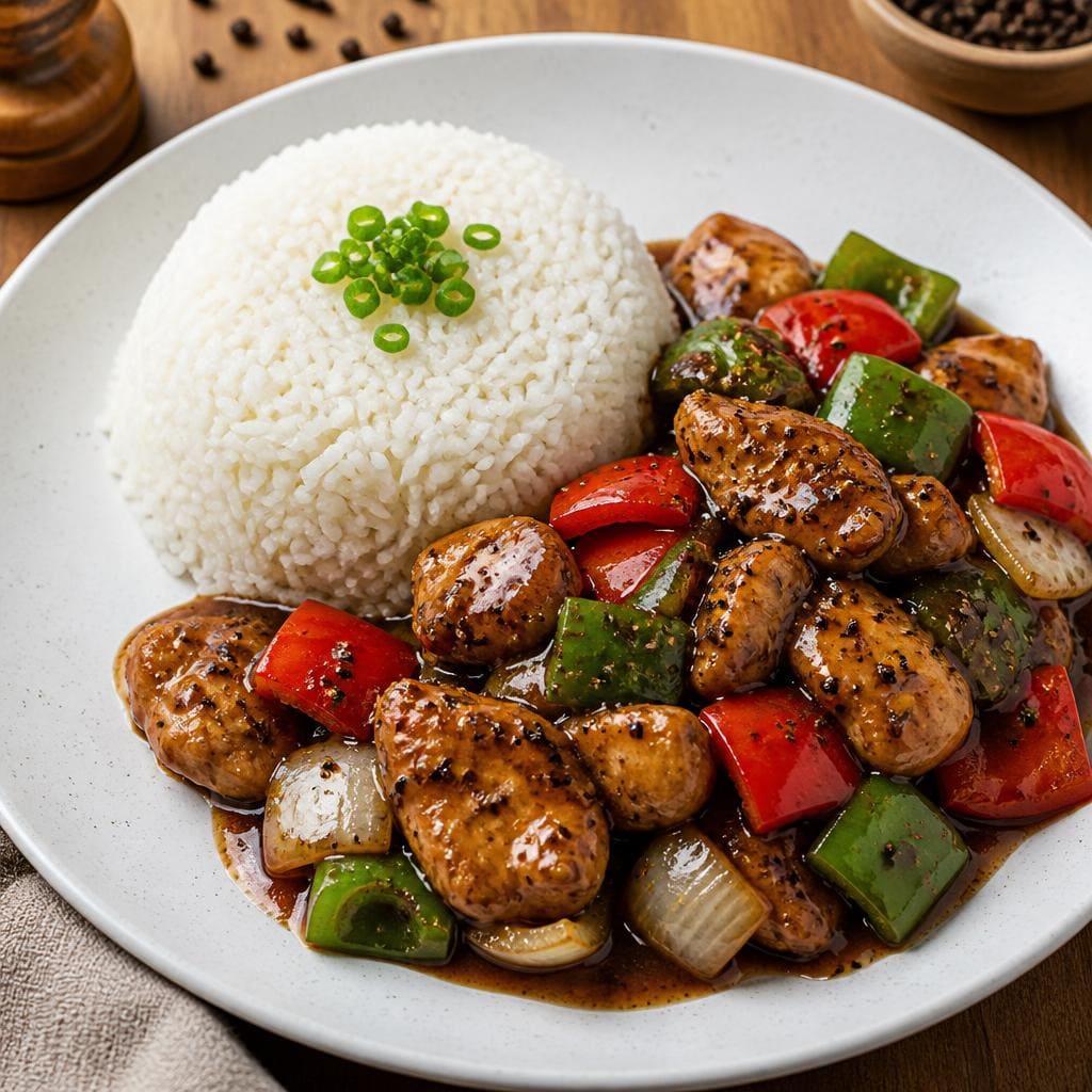 Nasi Ayam Lada Hitam dari Bakso Lapangan Tembak Senayan